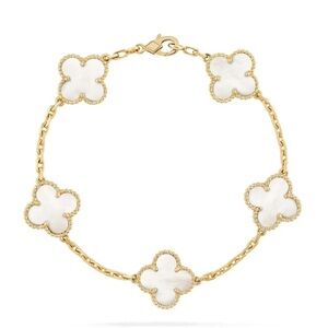 Gold and White Clover Bracelet